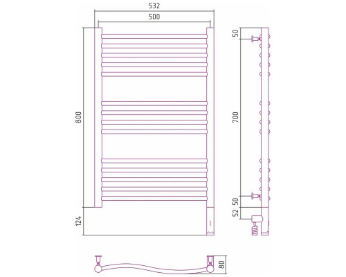 Приобрести Полотенцесушитель электрический 800х500 темный титан муар МЭМ правый Сунержа Флюид 3.0 15-5821-8050 в магазине сантехники Santeh-Crystal.ru