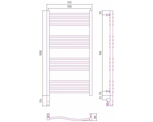 Заказать Полотенцесушитель электрический 1000х500 шампань матовая МЭМ левый Сунержа Флюид 3.0 022-5820-1050 в магазине сантехники Santeh-Crystal.ru