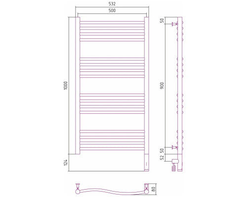 Приобрести Полотенцесушитель электрический 1000х500 черный матовый МЭМ правый Сунержа Флюид 3.0 31-5821-1050 в магазине сантехники Santeh-Crystal.ru