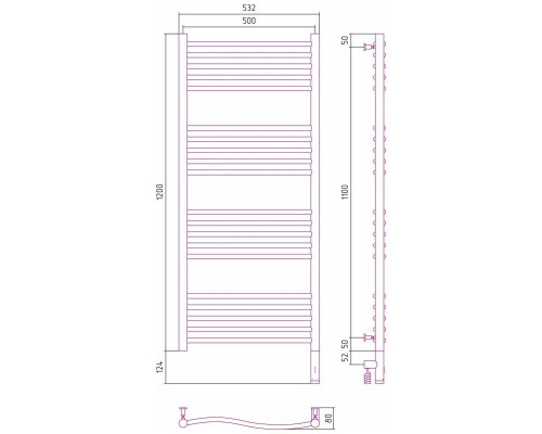 Приобрести Полотенцесушитель электрический 1200х500 белый глянец МЭМ правый Сунержа Флюид 3.0 12-5821-1250 в магазине сантехники Santeh-Crystal.ru