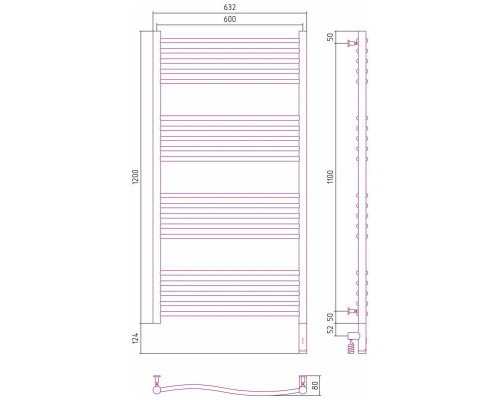 Купить Полотенцесушитель электрический 1200х600 белый глянец МЭМ правый Сунержа Флюид 3.0 12-5821-1260 в магазине сантехники Santeh-Crystal.ru