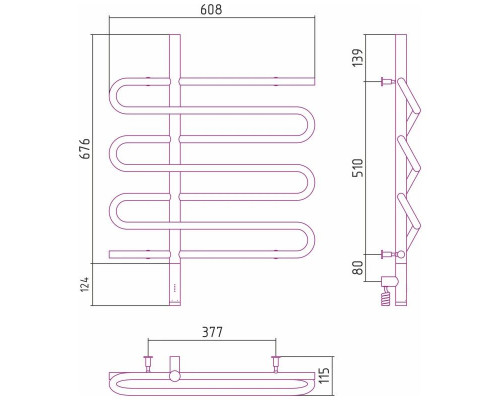 Приобрести Полотенцесушитель электрический 800х600 черный матовый МЭМ левый Сунержа Эпатаж 3.0 31-5850-8060 в магазине сантехники Santeh-Crystal.ru