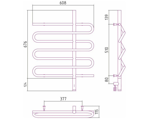 Приобрести Полотенцесушитель электрический 800х600 черный матовый МЭМ правый Сунержа Эпатаж 3.0 31-5851-8060 в магазине сантехники Santeh-Crystal.ru