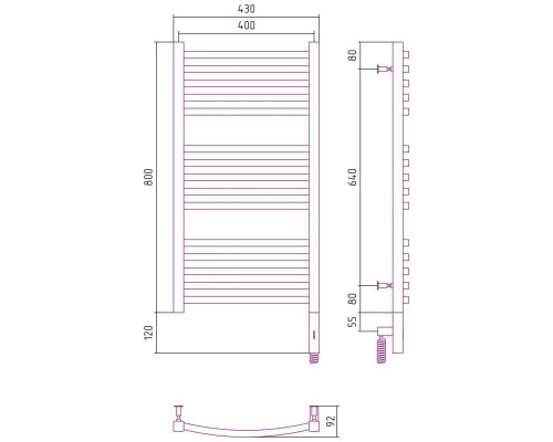 Приобрести Полотенцесушитель электрический 800х400 золотой МЭМ правый Сунержа Аркус 3.0 03-5705-8040 в магазине сантехники Santeh-Crystal.ru