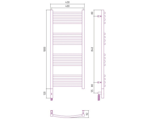 Купить Полотенцесушитель электрический 1000х400 состаренная латунь МЭМ левый Сунержа Аркус 3.0 051-5704-1040 в магазине сантехники Santeh-Crystal.ru
