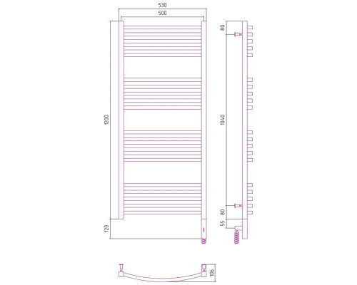 Купить Полотенцесушитель электрический 1200х500 белый глянец МЭМ правый Сунержа Аркус 3.0 12-5705-1250 в магазине сантехники Santeh-Crystal.ru