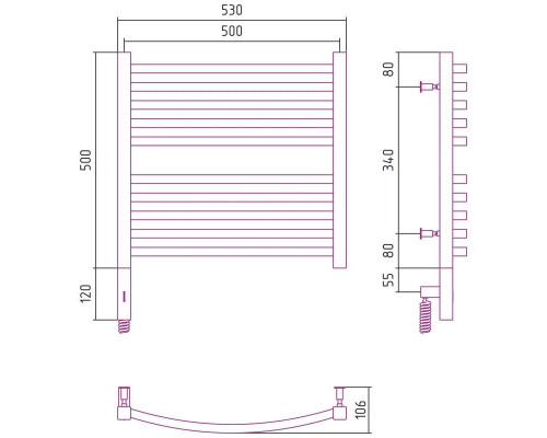 Приобрести Полотенцесушитель электрический 500х500 белый матовый МЭМ левый Сунержа Аркус 3.0 30-5704-5050 в магазине сантехники Santeh-Crystal.ru