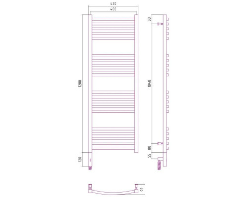 Приобрести Полотенцесушитель электрический 1200х400 черный матовый МЭМ левый Сунержа Аркус 3.0 31-5704-1240 в магазине сантехники Santeh-Crystal.ru