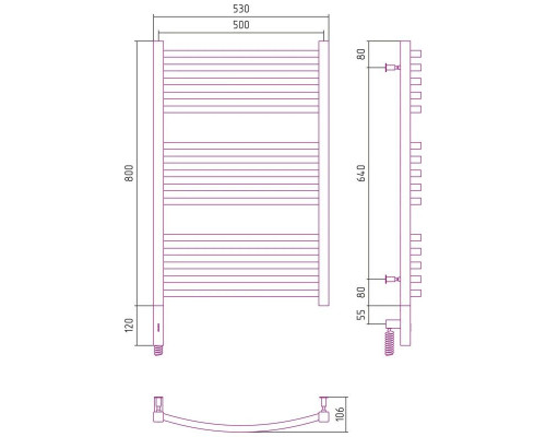 Заказать Полотенцесушитель электрический 800х500 белый глянец МЭМ левый Сунержа Аркус 3.0 12-5704-8050 в магазине сантехники Santeh-Crystal.ru