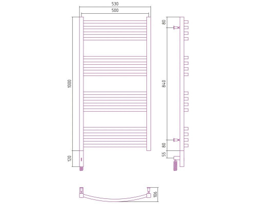 Заказать Полотенцесушитель электрический 1000х500 сатин МЭМ левый Сунержа Аркус 3.0 071-5704-1050 в магазине сантехники Santeh-Crystal.ru