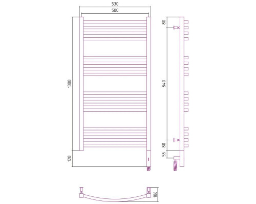 Купить Полотенцесушитель электрический 1000х500 золотой МЭМ правый Сунержа Аркус 3.0 03-5705-1050 в магазине сантехники Santeh-Crystal.ru