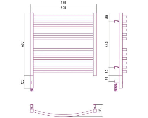 Приобрести Полотенцесушитель электрический 600х600 сатин МЭМ левый Сунержа Аркус 3.0 071-5704-6060 в магазине сантехники Santeh-Crystal.ru
