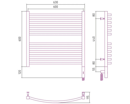 Заказать Полотенцесушитель электрический 600х600 золотой матовый МЭМ правый Сунержа Аркус 3.0 032-5705-6060 в магазине сантехники Santeh-Crystal.ru