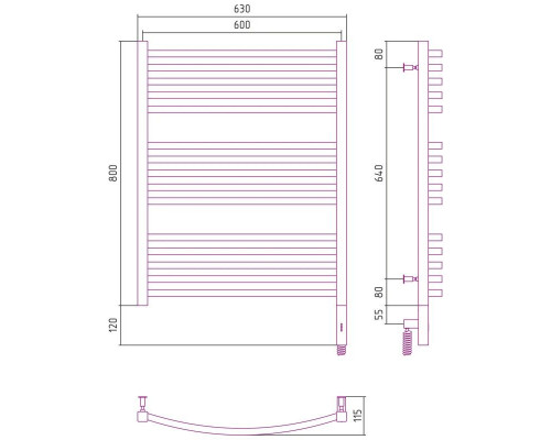 Заказать Полотенцесушитель электрический 800х600 МЭМ правый Сунержа Аркус 3.0 00-5705-8060 в магазине сантехники Santeh-Crystal.ru