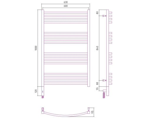 Заказать Полотенцесушитель электрический 1000х600 шампань МЭМ левый Сунержа Аркус 3.0 020-5704-1060 в магазине сантехники Santeh-Crystal.ru