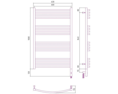 Купить Полотенцесушитель электрический 1000х600 шампань МЭМ правый Сунержа Аркус 3.0 020-5705-1060 в магазине сантехники Santeh-Crystal.ru