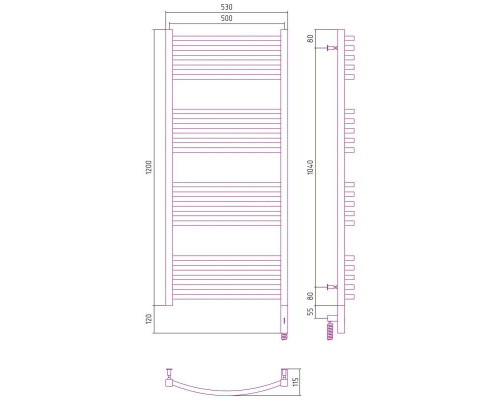 Купить Полотенцесушитель электрический 1200х600 черный матовый МЭМ правый Сунержа Аркус 3.0 31-5705-1260 в магазине сантехники Santeh-Crystal.ru