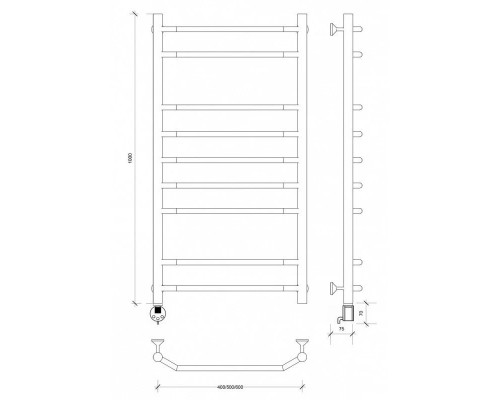 Купить Полотенцесушитель электрический 1070х532 ТЭН левый Secado Агата 2 4603759402352 в магазине сантехники Santeh-Crystal.ru
