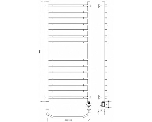 Купить Полотенцесушитель электрический 1270х632 ТЭН правый Secado Агата 4 4603777450588 в магазине сантехники Santeh-Crystal.ru