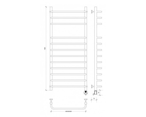 Заказать Полотенцесушитель электрический 1270х532 ТЭН правый Secado Мерида 5 4603759408873 в магазине сантехники Santeh-Crystal.ru