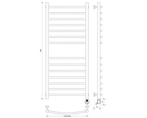 Заказать Полотенцесушитель электрический 1270х532 ТЭН правый Secado Милан 4 4603759409153 в магазине сантехники Santeh-Crystal.ru