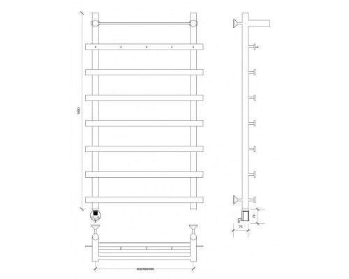 Купить Полотенцесушитель электрический 1070х700 ТЭН левый Secado Понтида 1КСП 4603777456887 в магазине сантехники Santeh-Crystal.ru