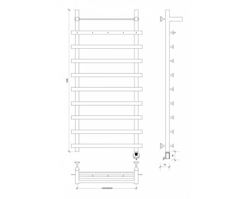Купить Полотенцесушитель электрический 1270х700 ТЭН правый Secado Понтида 1КСП 4603777456931 в магазине сантехники Santeh-Crystal.ru