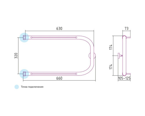 Приобрести Полотенцесушитель водяной 320х650 Сунержа П-образный +2 полки 00-0004-3265 в магазине сантехники Santeh-Crystal.ru
