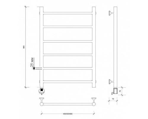 Приобрести Полотенцесушитель электрический 870х432 ТЭН левый Secado Триада 1 Плюс 4673739247174 в магазине сантехники Santeh-Crystal.ru