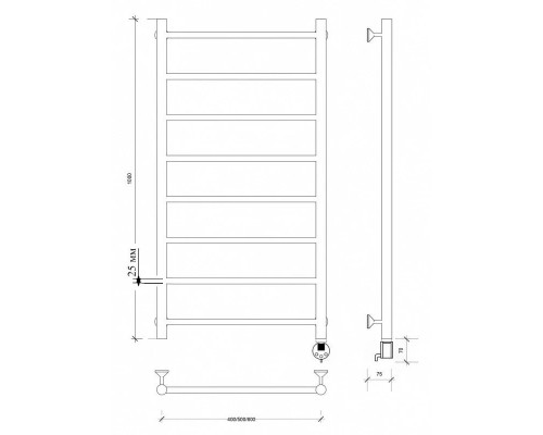 Купить Полотенцесушитель электрический 1070х532 ТЭН правый Secado Триада 1 Плюс 4603777443030 в магазине сантехники Santeh-Crystal.ru