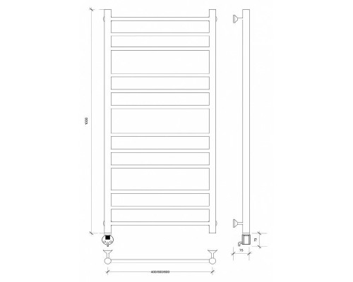 Купить Полотенцесушитель электрический 1070х432 ТЭН левый Secado Триада 3 4603777449230 в магазине сантехники Santeh-Crystal.ru