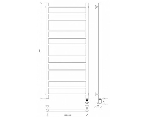 Заказать Полотенцесушитель электрический 1270х532 ТЭН правый Secado Триада 3 4603759409764 в магазине сантехники Santeh-Crystal.ru