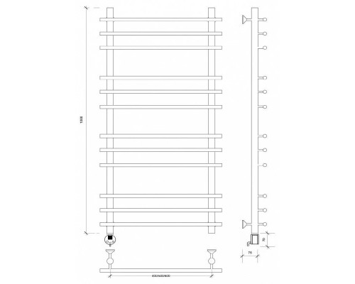 Заказать Полотенцесушитель электрический 1070х500 ТЭН левый Secado Турин Плюс 4603777456344 в магазине сантехники Santeh-Crystal.ru