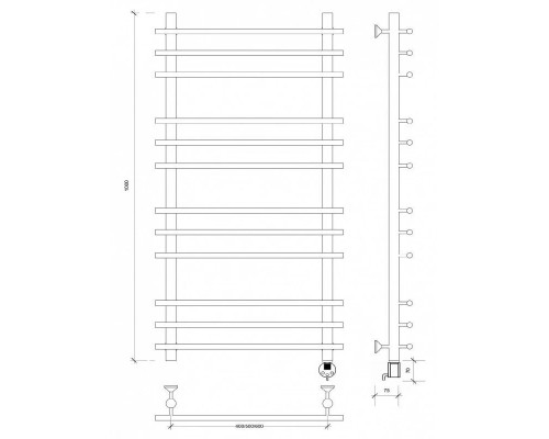 Приобрести Полотенцесушитель электрический 1070х500 ТЭН правый Secado Турин Плюс 4603777456351 в магазине сантехники Santeh-Crystal.ru