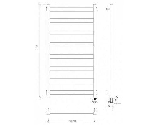 Купить Полотенцесушитель электрический 1270х430 ТЭН правый Secado Комано 1 4603777475734 в магазине сантехники Santeh-Crystal.ru