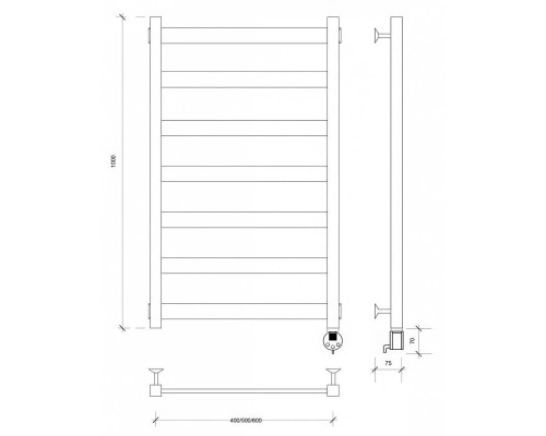 Приобрести Полотенцесушитель электрический 1070х630 ТЭН правый Secado Комано 1 4603777475710 в магазине сантехники Santeh-Crystal.ru