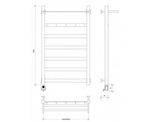 Приобрести Полотенцесушитель электрический 1070х630 ТЭН левый Secado Комано 1КСП 4603777442668 в магазине сантехники Santeh-Crystal.ru