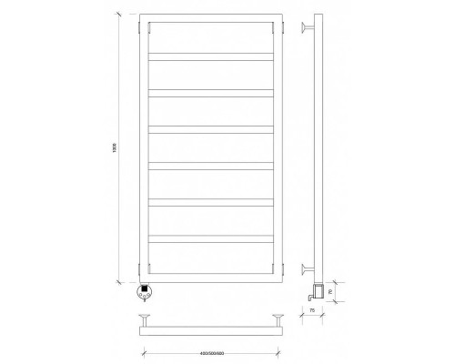 Купить Полотенцесушитель электрический 1070х430 ТЭН левый Secado Парма 4603777443214 в магазине сантехники Santeh-Crystal.ru