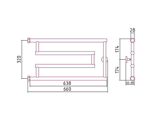 Купить Полотенцесушитель водяной 320x650 шампань Сунержа High-Tech model G 020-0051-3265 в магазине сантехники Santeh-Crystal.ru