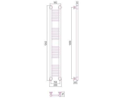 Заказать Полотенцесушитель водяной 1200х150 белый матовый Сунержа Богема+ 30-0220-1215 в магазине сантехники Santeh-Crystal.ru