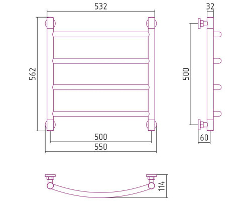 Заказать Полотенцесушитель водяной 500х500 черный матовый Сунержа Галант+ 31-0200-5050 в магазине сантехники Santeh-Crystal.ru