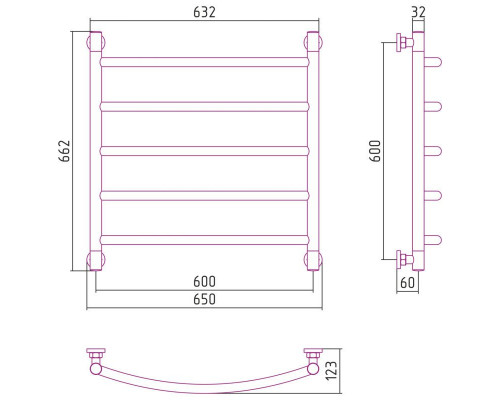 Приобрести Полотенцесушитель водяной 600х600 белый матовый Сунержа Галант+ 30-0200-6060 в магазине сантехники Santeh-Crystal.ru