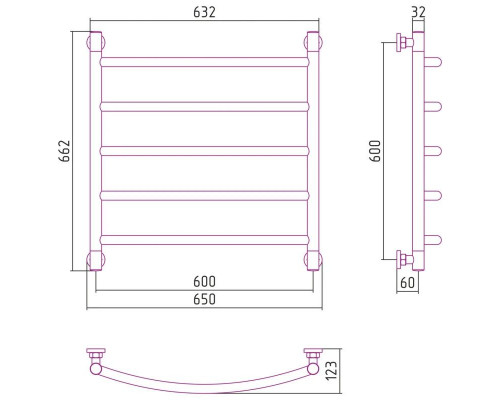 Приобрести Полотенцесушитель водяной 600х600 черный матовый Сунержа Галант+ 31-0200-6060 в магазине сантехники Santeh-Crystal.ru