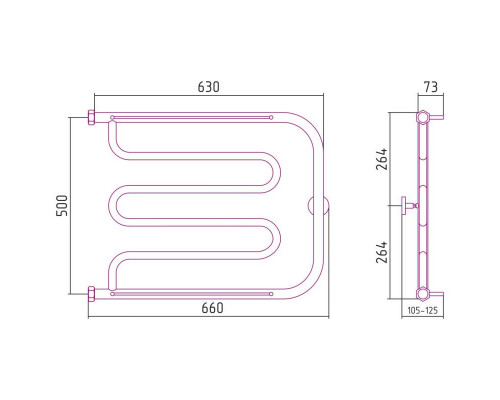 Приобрести Полотенцесушитель водяной 500х650 шампань Сунержа Лира 2 полки 020-0012-5065 в магазине сантехники Santeh-Crystal.ru
