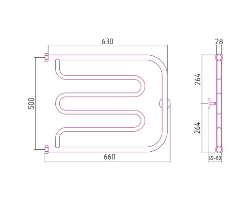 Приобрести Полотенцесушитель водяной 500х650 шампань Сунержа Лира 020-0011-5065 в магазине сантехники Santeh-Crystal.ru