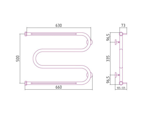 Приобрести Полотенцесушитель водяной 500х650 шампань матовая Сунержа М-образный 2 полки 022-0008-5065 в магазине сантехники Santeh-Crystal.ru