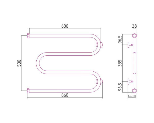 Купить Полотенцесушитель водяной 500х650 шампань Сунержа М-образный 020-0007-5065 в магазине сантехники Santeh-Crystal.ru