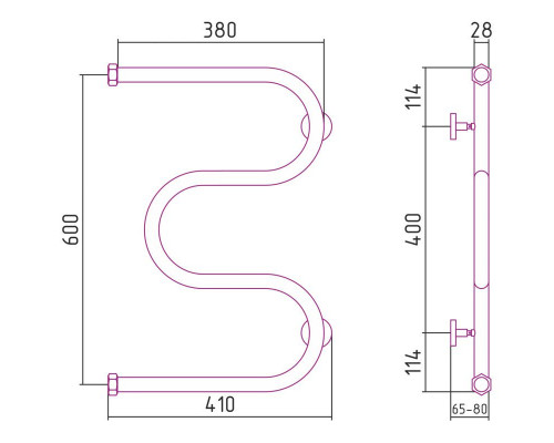 Приобрести Полотенцесушитель водяной 600х400 золотой Сунержа М-образный 03-0007-6040 в магазине сантехники Santeh-Crystal.ru