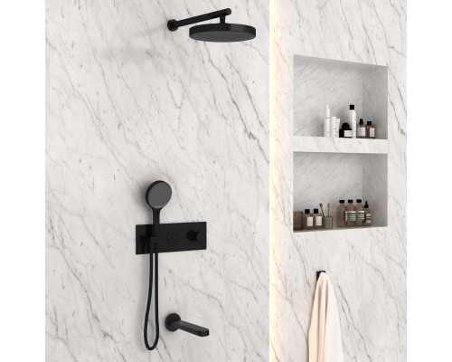 Душевой комплект Vincea Inspire VSFW-432TI3MB 300 мм, с термостатом, черный матовый