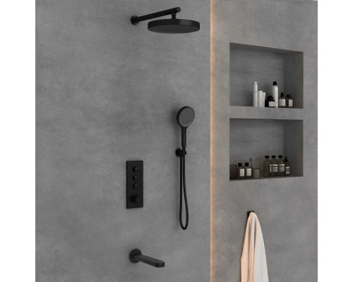 Душевой комплект Vincea Inspire VSFW-433TI5MB 300 мм, с термостатом, черный матовый